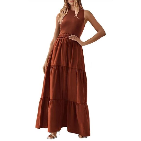 NEW Sleeveless Maxi Ribbed Knit Top & Polyester Skirt Pockets XL - Picture 1 of 6